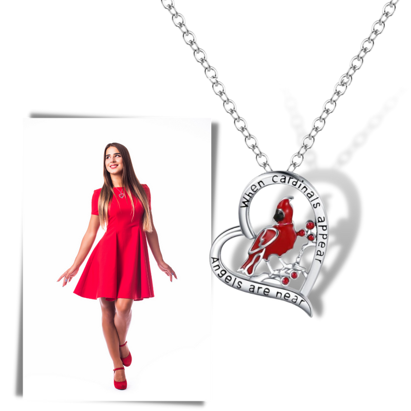 Cardinal Heart Pendant Necklace