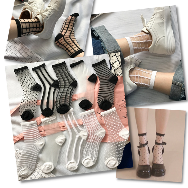 (10 Pairs) Transparent Fashion Socks for Women