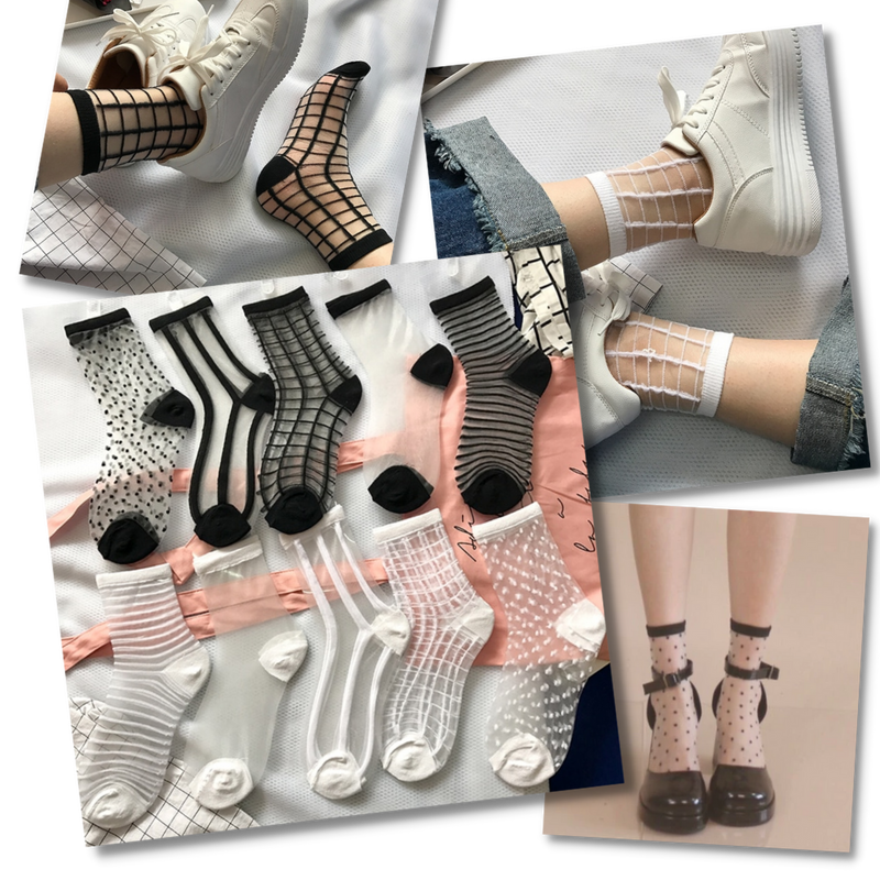 (10 Pairs) Transparent Fashion Socks for Women