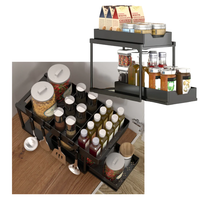 Double-Drawer Kitchen Spice Rack