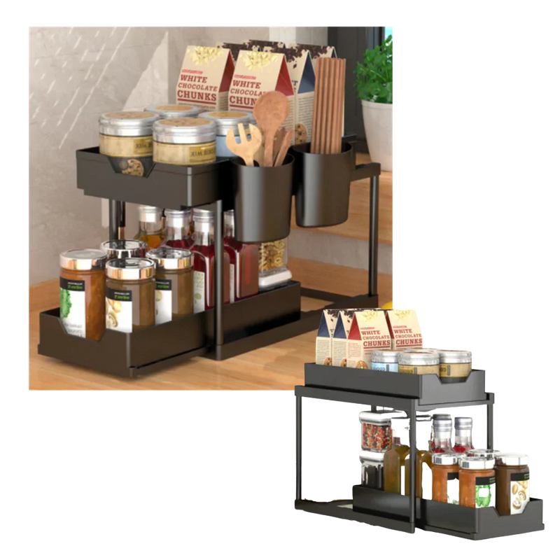 Double-Drawer Kitchen Spice Rack