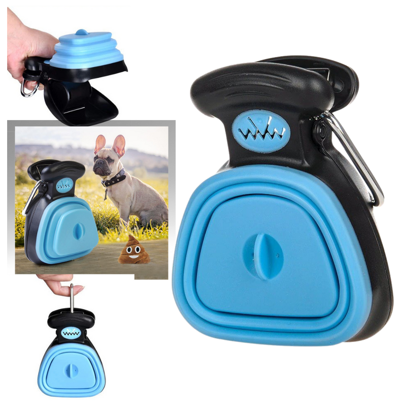 Foldable dog poop scoop with bag dispenser