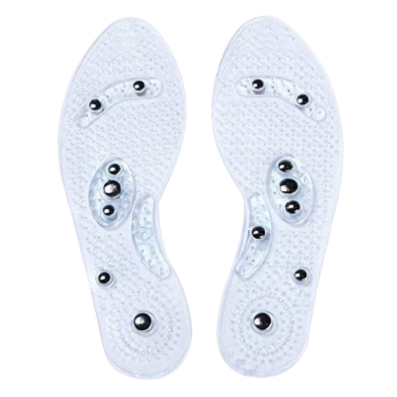 Magnetic acupressure foot insoles