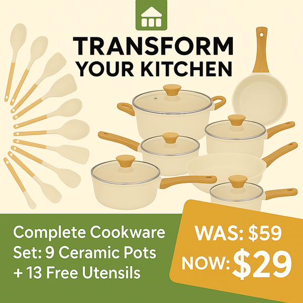 🔥 Complete 9-Piece Cookware Set + 13 Free Kitchen Tools – Limited Time Offer