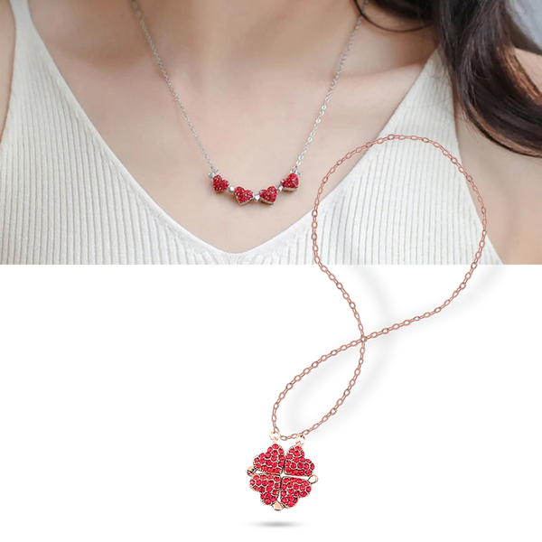 Adjustable 4 Leaf Clover Heart Necklace